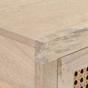 Mesa consola 100x35x76 cm mangueira maciça e palha natural