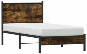 Estrutura de cama sem colchão 90x200 cm metal carvalho fumado
