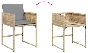 13 pcs conj. jantar jardim c/ almofadões vime PE bege misturado
