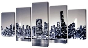 241549 vidaXL Políptico monocromo horizonto Nova Iorque 200 x 100 cm