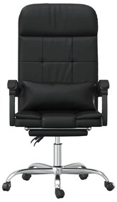 Cadeira escritório massagens reclinável couro artificial preto