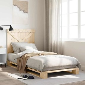 vidaXL Estrutura de cama com cabeceira 90x200 cm pinho maciço