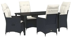 Conjunto de Jantar de Jardim 5 Peças com Almofadas em Rattan Poly Pret