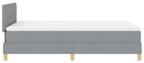 Cama Box Spring com Colchão &amp; LED Cinza Claro 120x200 cm Tecido