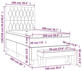 Cama com molas/colchão 100x200 cm veludo cinza-escuro