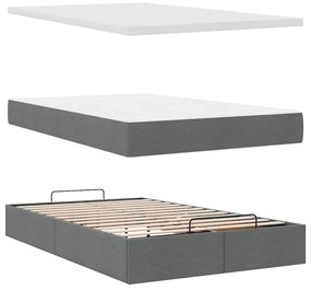 Estrutura de cama otomana com colchões cinza escuro veludo