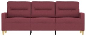 Sofá de 3 lugares tecido 180 cm vermelho tinto