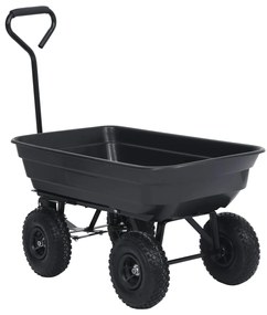 Carrinho de mão basculante para jardim 300 kg 75 L preto