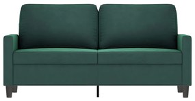 Sofá de 2 lugares 140 cm veludo verde-escuro