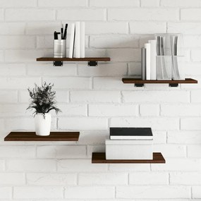 vidaXL Prateleiras parede 4 pcs derivados de madeira carvalho castanho