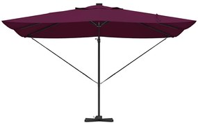 Parasol Cantilever Roma com LEDs Vermelho Bordeaux, 352 x 251 x 265 cm