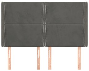 Cabeceira cama c/ abas veludo 147x16x118/128 cm cinzento-escuro