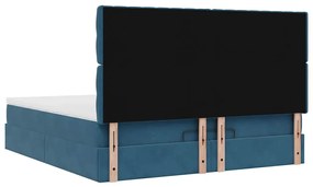 Estrutura cama otomana colchões 180x200 cm veludo azul escuro