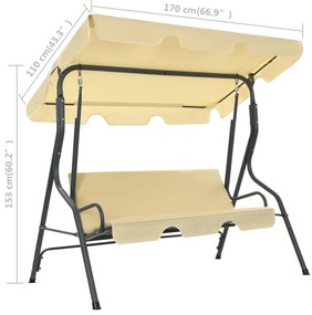 Baloiço de jardim 170x110x153 cm branco nata