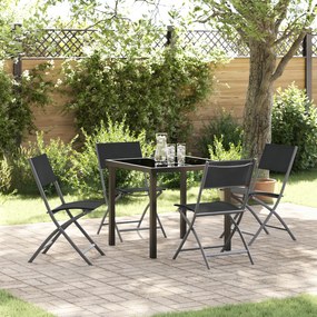 vidaXL Conjunto de Jantar de Jardim 5 Peças - Textilene Preto e Aço