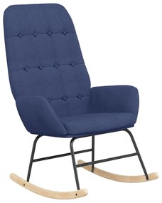 Cadeira de baloiço com apoio de pés tecido azul