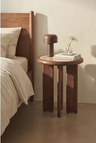 Pack De 2 Mesas De Cabeceira Ø40 Cm Em Azulejos E Madeira De Acácia Aitana Tapioca Bege - Castanho-acácia Escuro - Sklum