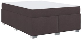 vidaXL Estrutura da Cama com colchão Marrom Escuro 160 x 200 cm tecido
