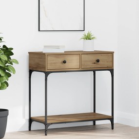 Mesa de Console Carvalho Artesanal 75x34.5x75 cm Madeira de Engenharia