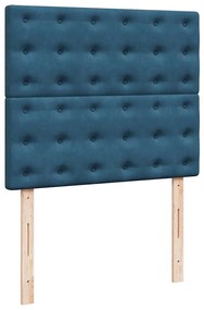Cama box spring colchão LED 120x190cm couro artif. azul-escuro