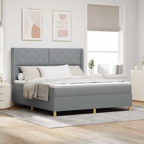 Cama Box Spring vidaXL com Colchão e Luz LED Cinza Claro 180x200 cm Tecido