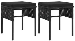 6 pcs conjunto lounge de jardim c/ almofadões vime PE preto