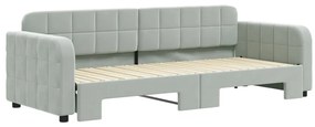 Sofá-cama com gavetão 80x200 cm veludo cinzento-claro
