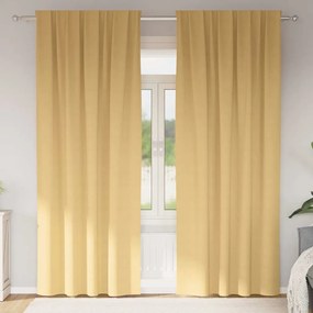 vidaXL Cortinas com cortinas 2 pcs Bege 225 x 140 cm Poliéster
