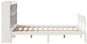 Cama com estante sem colchão 160x200 cm pinho maciço branco