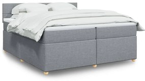 Cama com molas/colchão 200x200 cm tecido cinza-claro