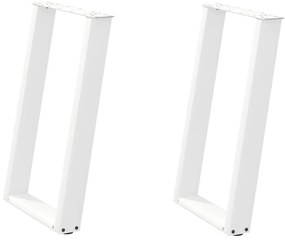 Pés para mesa de jantar em formato de U, 2 peças, branco, 60x(72-73) c