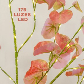 Árvore de Eucalipto Artificial 120 cm Árvore Artificial com 175 Luzes LED e Base Decoração Laranja e Castanho