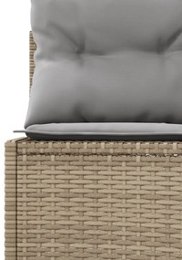 Sofá de jardim com almofadões semicircular vime PE bege