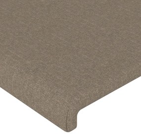 Cabeceira cama c/ LED tecido 144x5x118/128 cm cinza-acastanhado