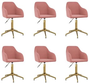vidaXL Cadeiras de jantar giratórias 6 pcs veludo rosa