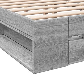 Estrutura de cama c/ gavetas derivados madeira cinza sonoma