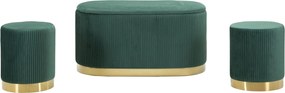 CONJUNTO DE 3 BANCOS SHOPY VERDE 80X37X42-29X35 CM