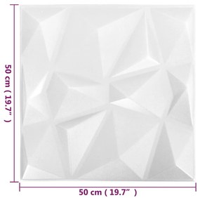 Painéis de parede 3D 12 pcs 50x50 cm 3 m² branco diamante