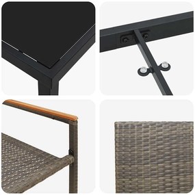 Conjunto de Jantar para Jardim de 5 Peças em Rattan Sintético Cinza