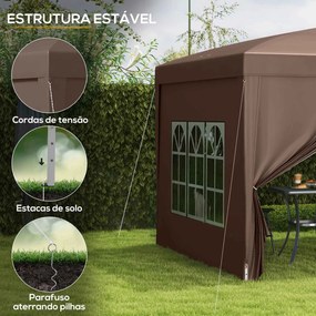 Tenda de Jardim com Paredes Laterais Amovíveis Janelas Porta com Fecho
