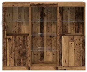 Aparador vidaXL com Luzes LED Madeira Velha 123x37x100 cm Madeira de E