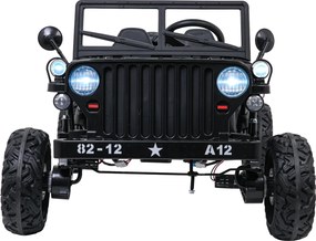 Jipe elétrico para Crianças 2V 4x4 STAR Veículo Militar STAR, Rodas de espuma EVA, Controle remoto Preto