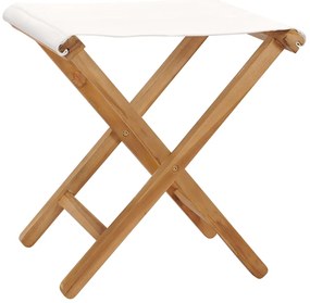 Cadeiras dobráveis 2 pcs teca maciça e tecido branco nata