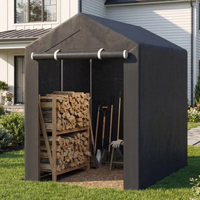 Abrigo de Jardim, 120 x 180 x 174 cm, Estrutura Galvanizada, Cinzento-escuro