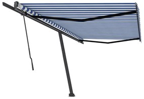 Toldo retrátil manual independente 500x300 cm azul e branco
