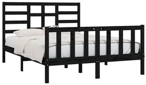 Estrutura de cama king 150x200 cm madeira maciça preto