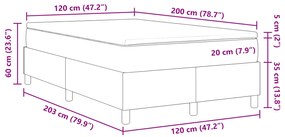 Cama Box Spring da com Colchão Cinza Escuro 120x200 cm Tecido de Cordu