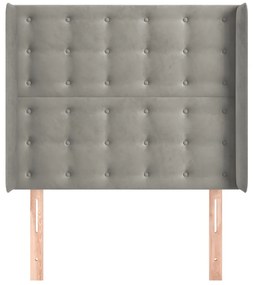 Cabeceira cama c/ abas veludo 103x16x118/128 cm cinzento-claro
