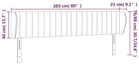 Cabeceira de cama c/ abas veludo 203x23x78/88 cm cinzento-claro