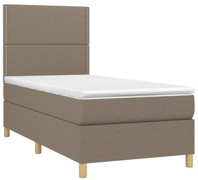 Cama box spring colchão/LED 100x200cm tecido cinza-acastanhado